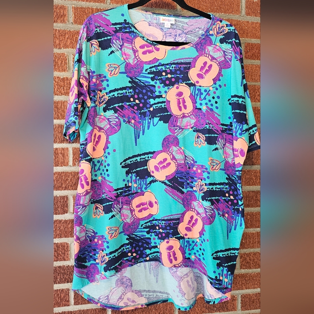 LuLaRoe Irma Disney Minnie Mouse Mid Sleeve Tunic T-Shirt Sz Small Hi Low